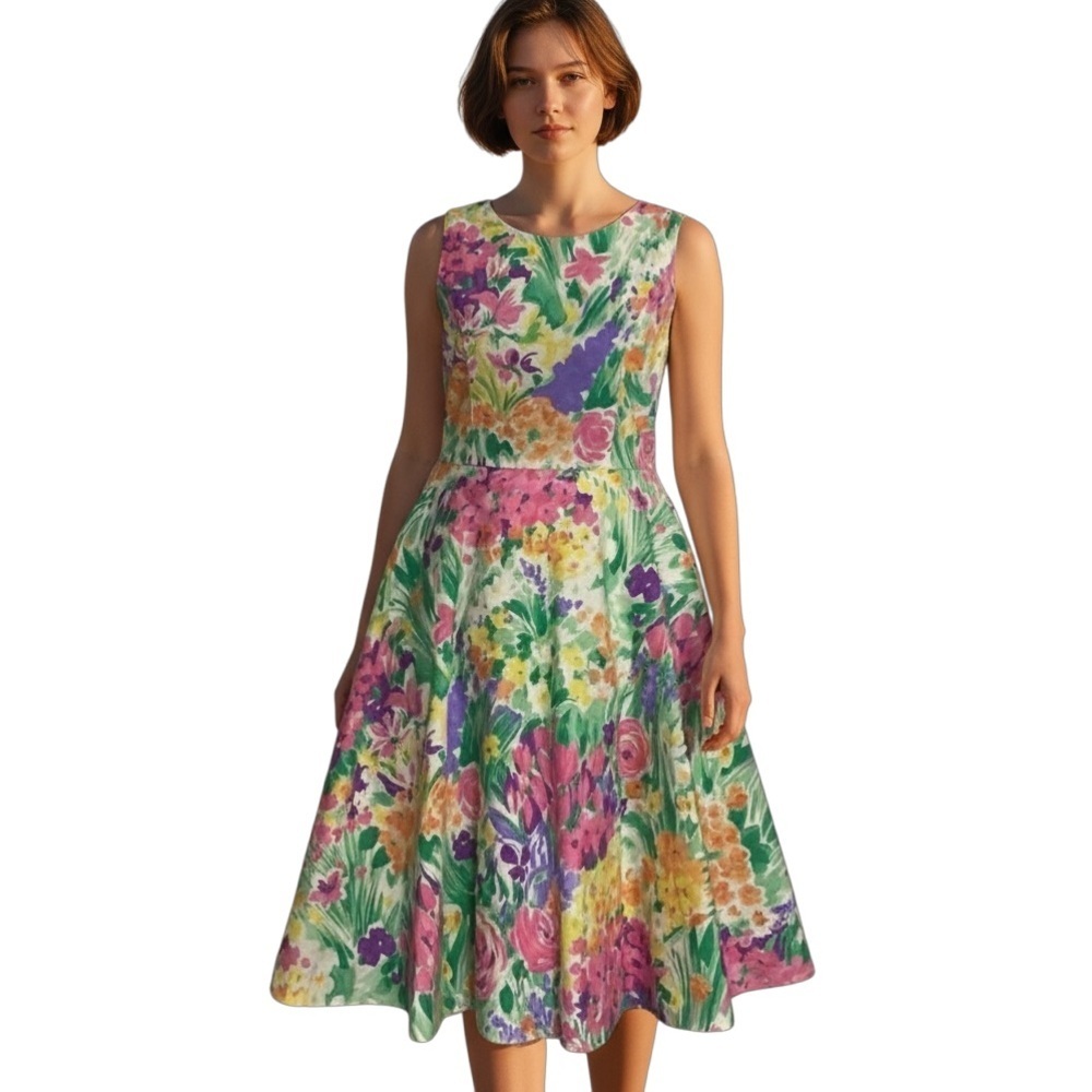 Vintage Floral Dress with Tulle Underskirt